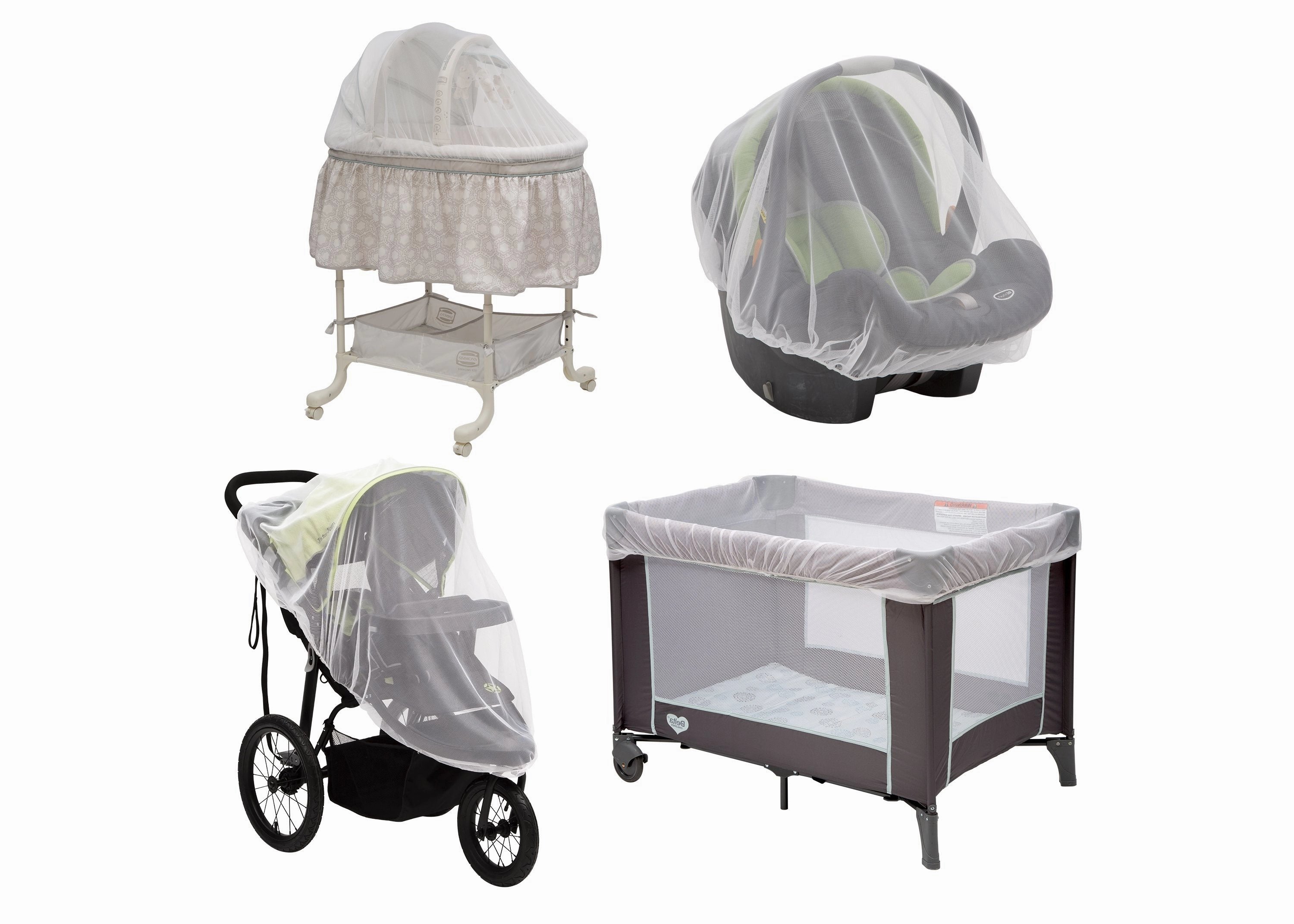 2-Pack of Universal Mosquito Nets for Strollers, Joggers, Play Yards, Pack n Plays, Infant Cars Seats, Infant Strollers & Bassinets