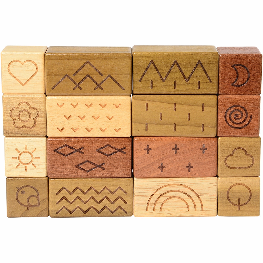 46-Piece Earth, Wind, and Water Nature-Themed Wooden Block Set