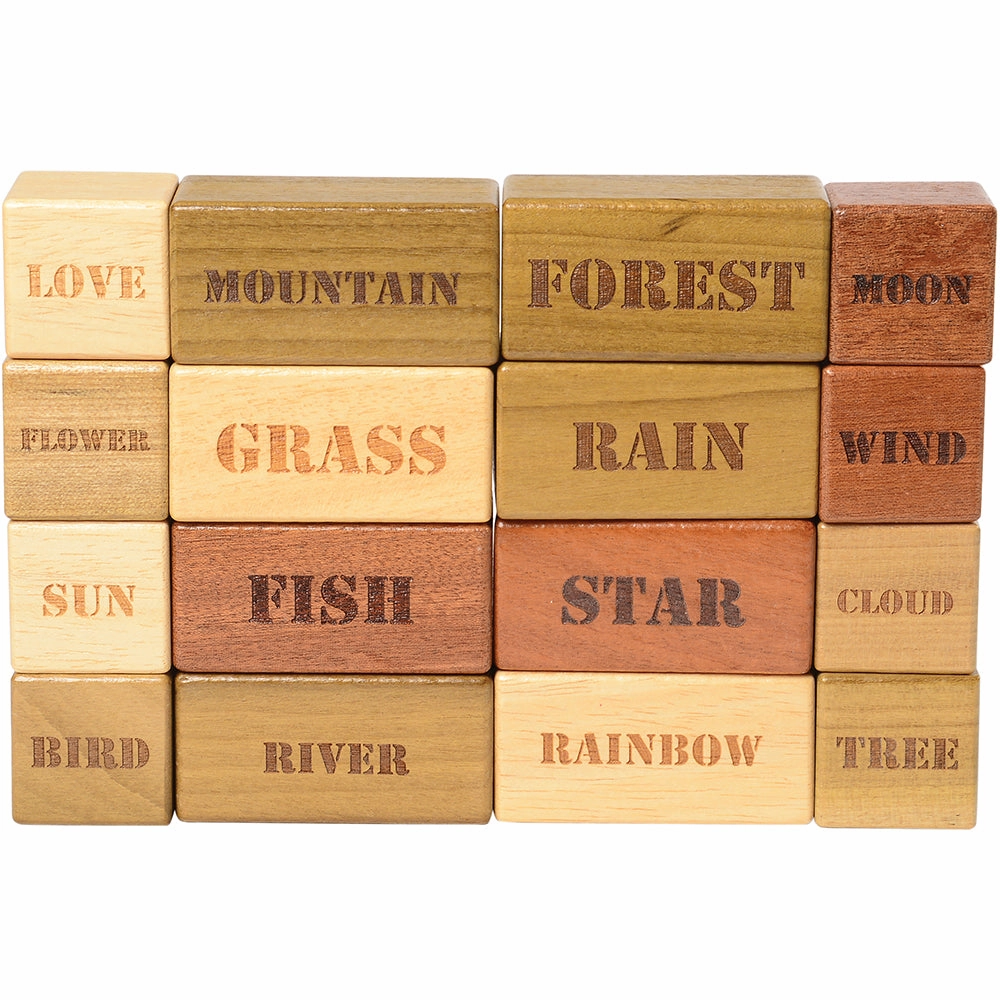 46-Piece Earth, Wind, and Water Nature-Themed Wooden Block Set
