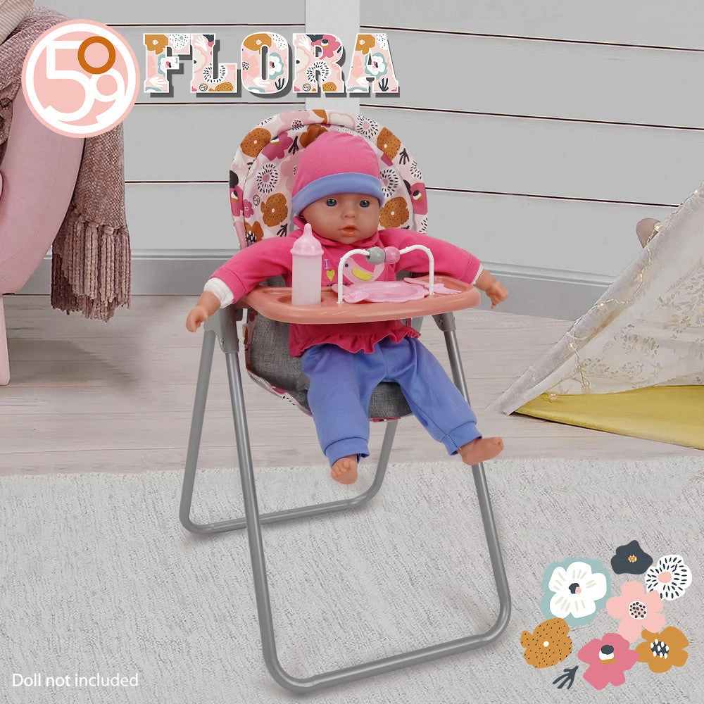 509 Crew - Melange Flora Foodie Doll Highchair Set, Ages 3 