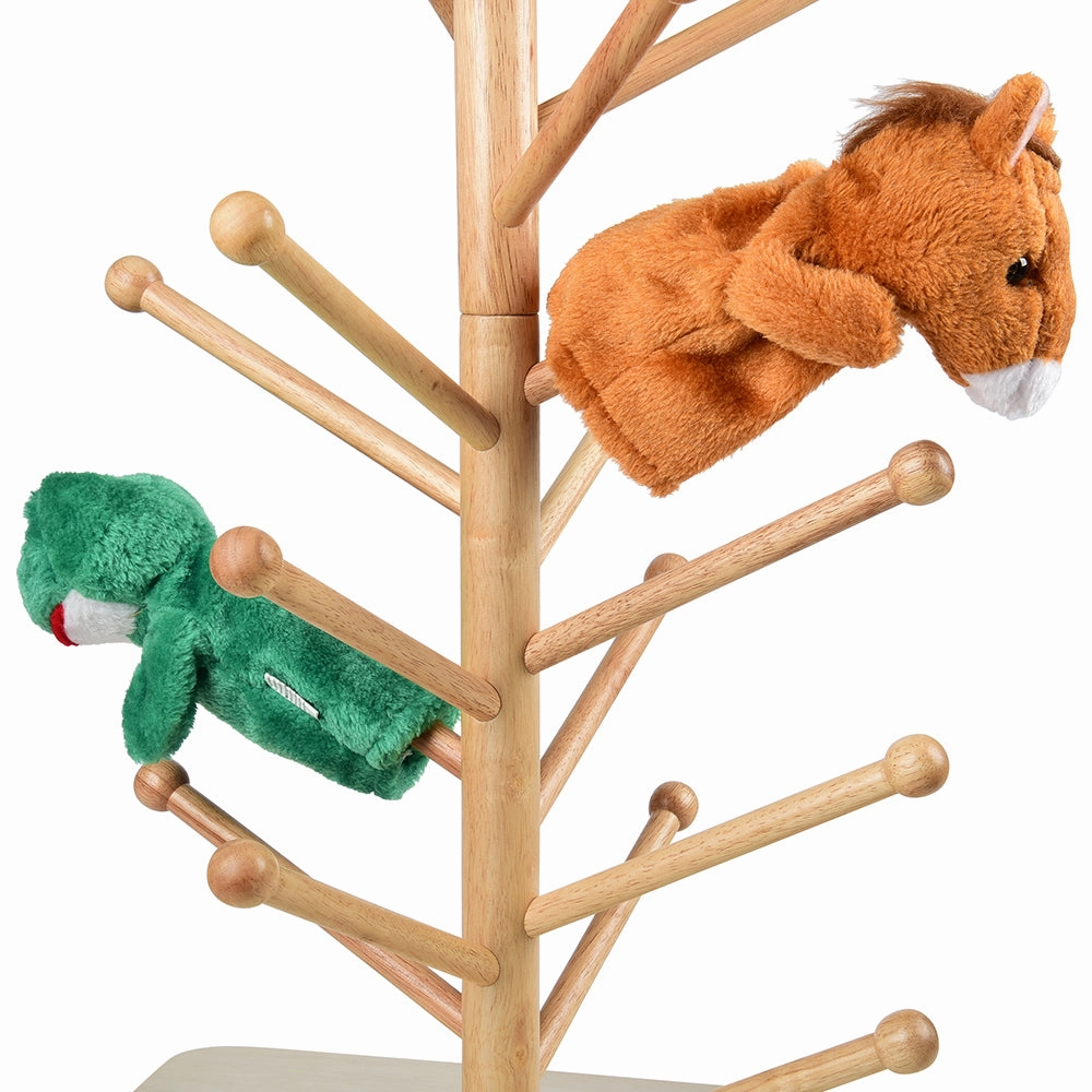Adjustable Wooden Puppet Tree Display Stand | Holds Up to 26 Puppets