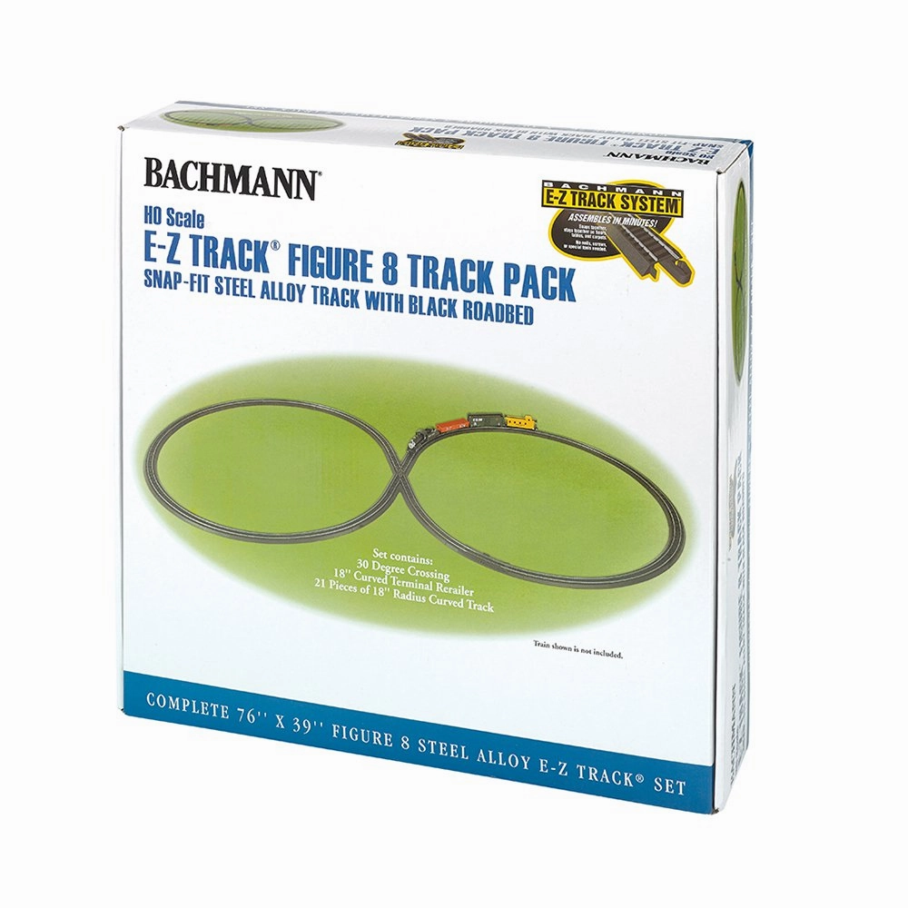 Bachmann Trains HO Scale Figure 8 E-Z Track Pack - Steel Alloy Rail with Black Roadbed