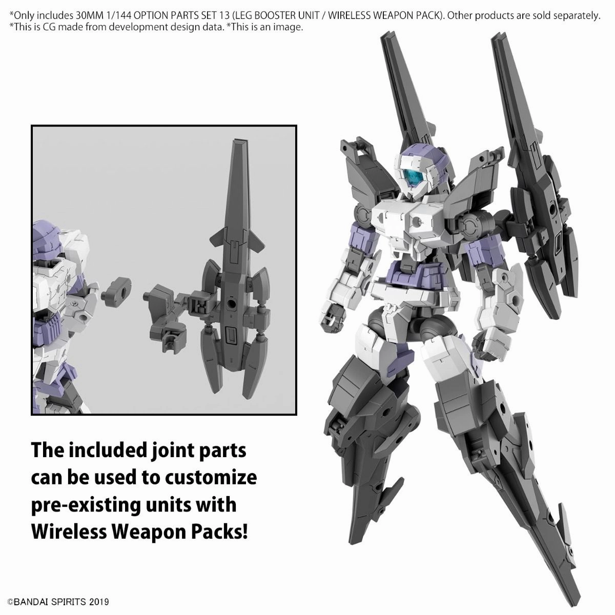 Bandai 30 Minutes Missions 30MM #W-26 1/144 Option Part Set 13 Leg Booster Unit / Wireles Weapon Pack Model Kit
