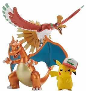 Bandai Pokemon Ho-Oh, Charizard & Ash Ketchum`s Pikachu Model Kit Set