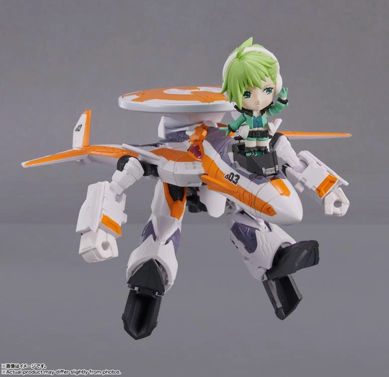 Bandai Tiny Session Macross Frontier VF-31E Siegfried (Chuck Mustang Use Ver.) & Reina Prowler Action Figure Set