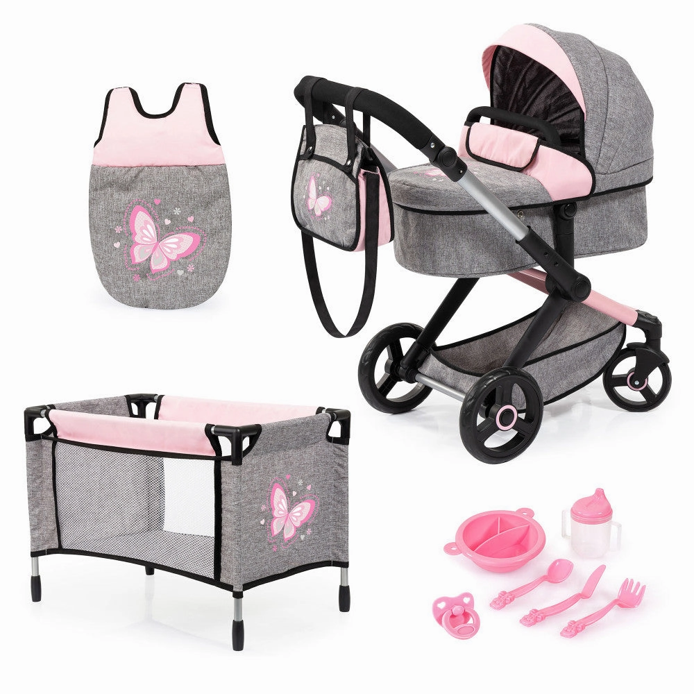 Bayer Design Fairy-Themed Doll Pram and Care Set - 10 Piece Mega Set