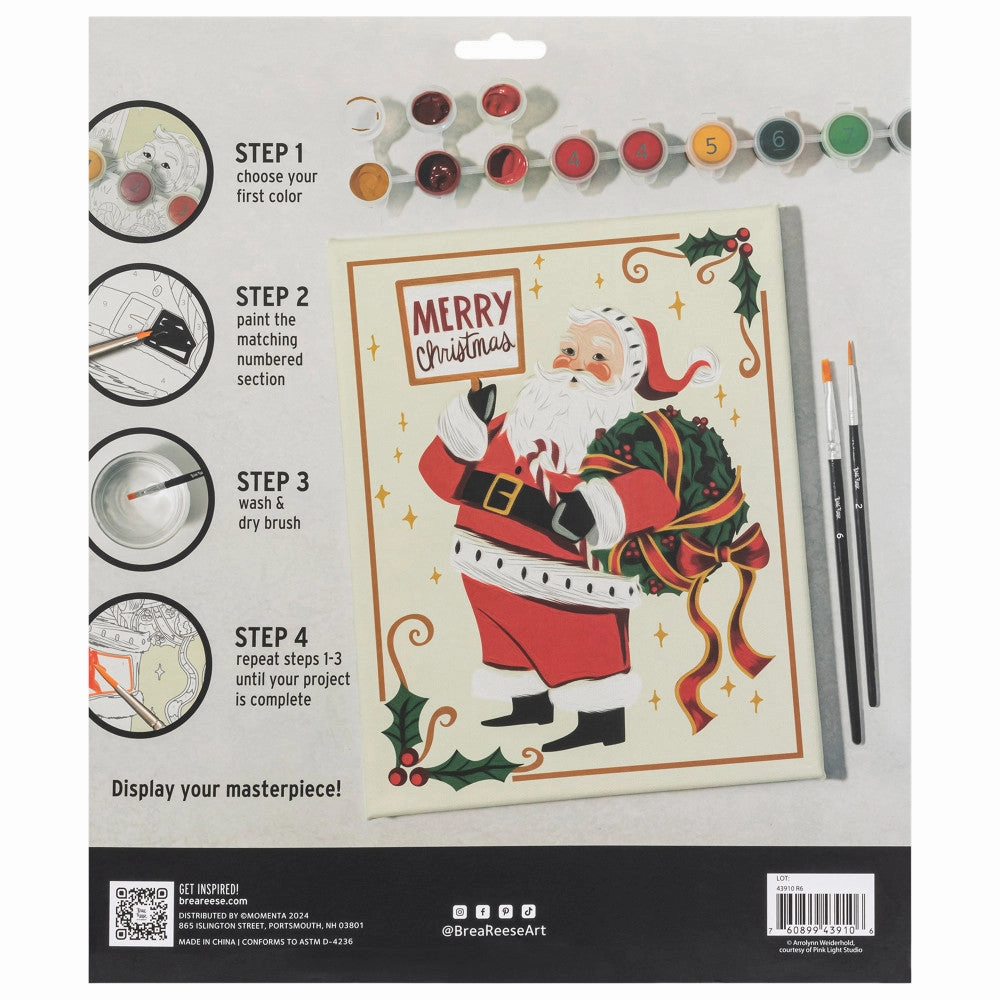 Brea Reese Holiday Santa Acrylic Paint-By-Number Kit