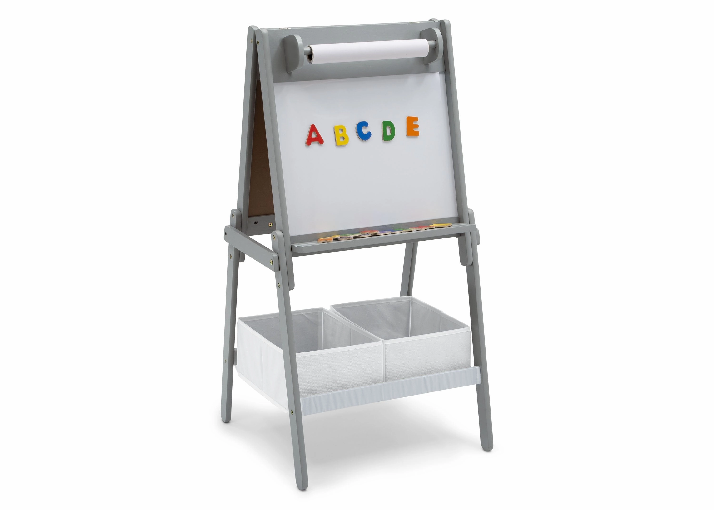 Chelsea Double-Sided Storage Easel with Paper Roll and Magnets | Dry Erase Surface & Chalkboard Surface