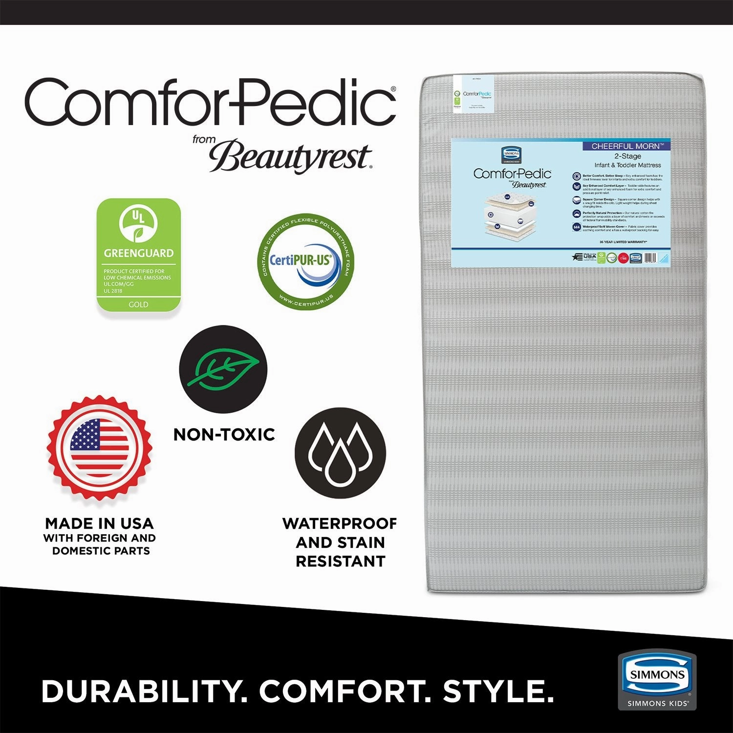 ComforPedic from Beautyrest Cheerful Morn 2-Stage Crib and Toddler Mattress