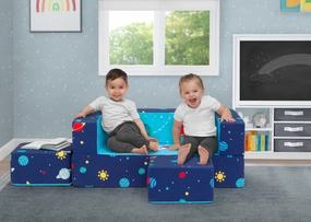 Convertible Sofa and Play Set for Kids and Toddlers  Modular Foam Couch and Flip Out Lounger with 2 Ottomans