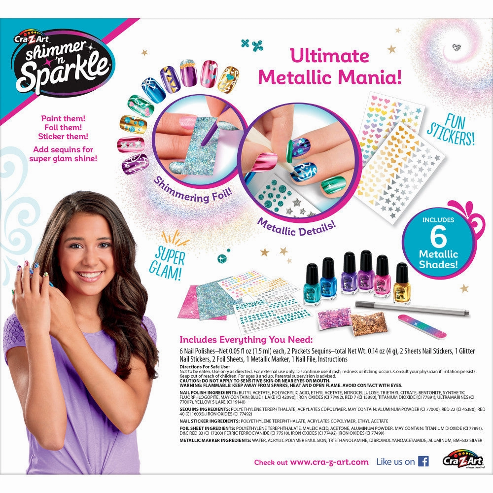 Cra-Z-Art Shimmer 'N Sparkle Metallic Rainbow Nail Art Design Kit