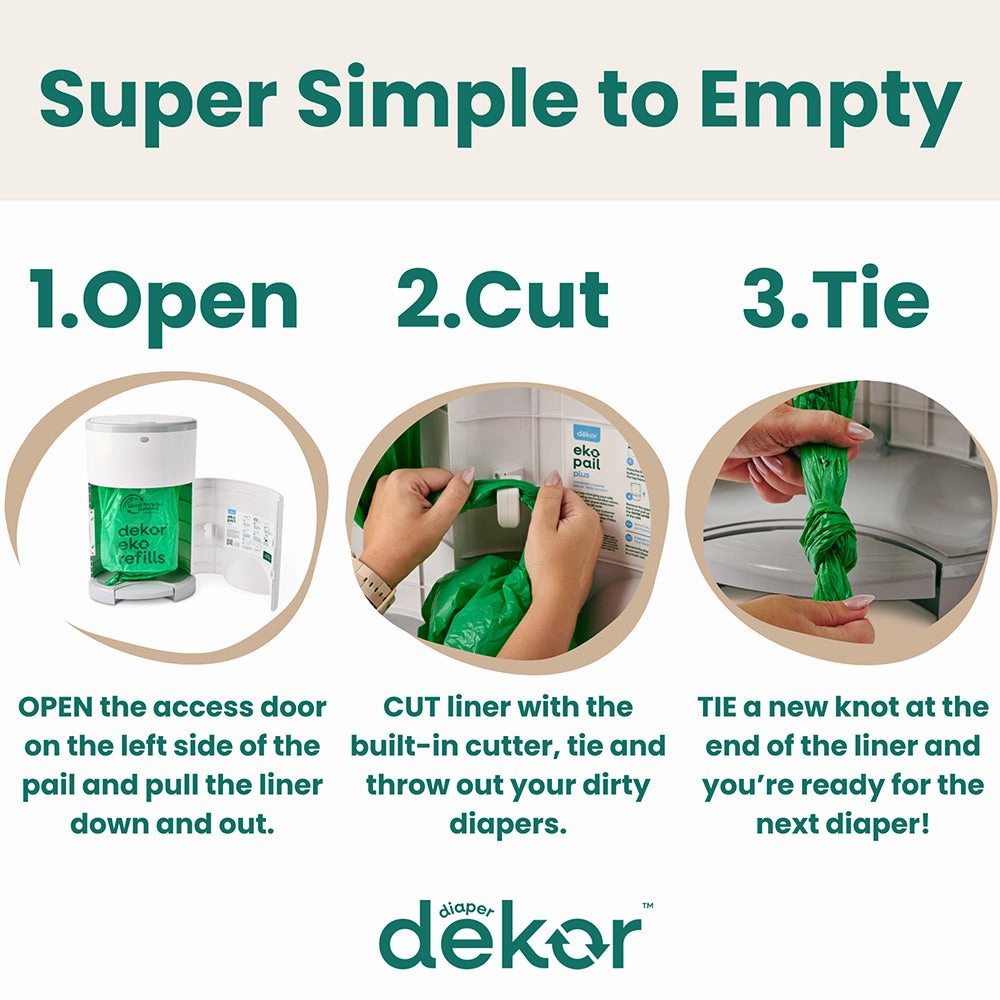 Dekor Eko Plus Hands-Free Diaper Pail | Odor-Controlled, Eco-Friendly Solution