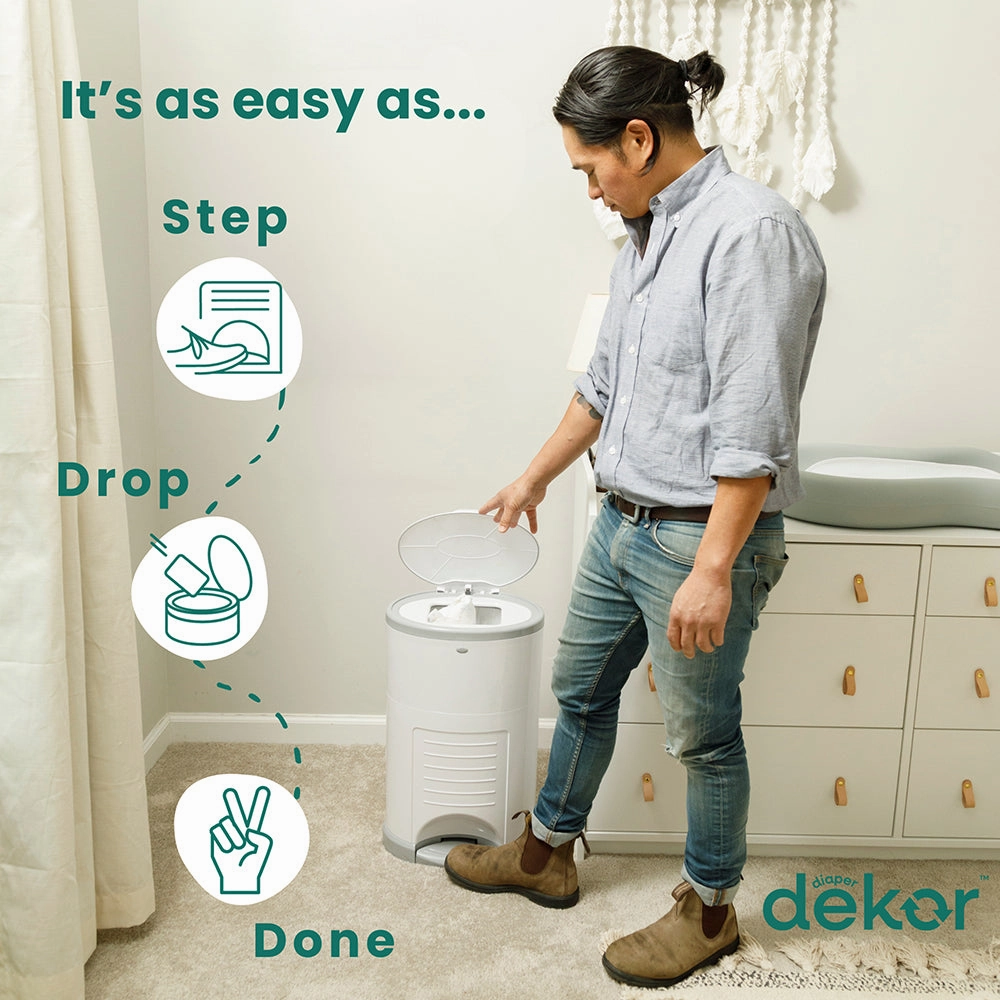 Dekor Eko Plus Hands-Free Diaper Pail | Odor-Controlled, Eco-Friendly Solution