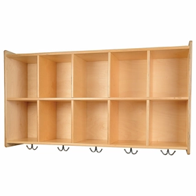 Eco-Friendly Wall Mount Cubbie Unit with Coat Hooks & Storage
