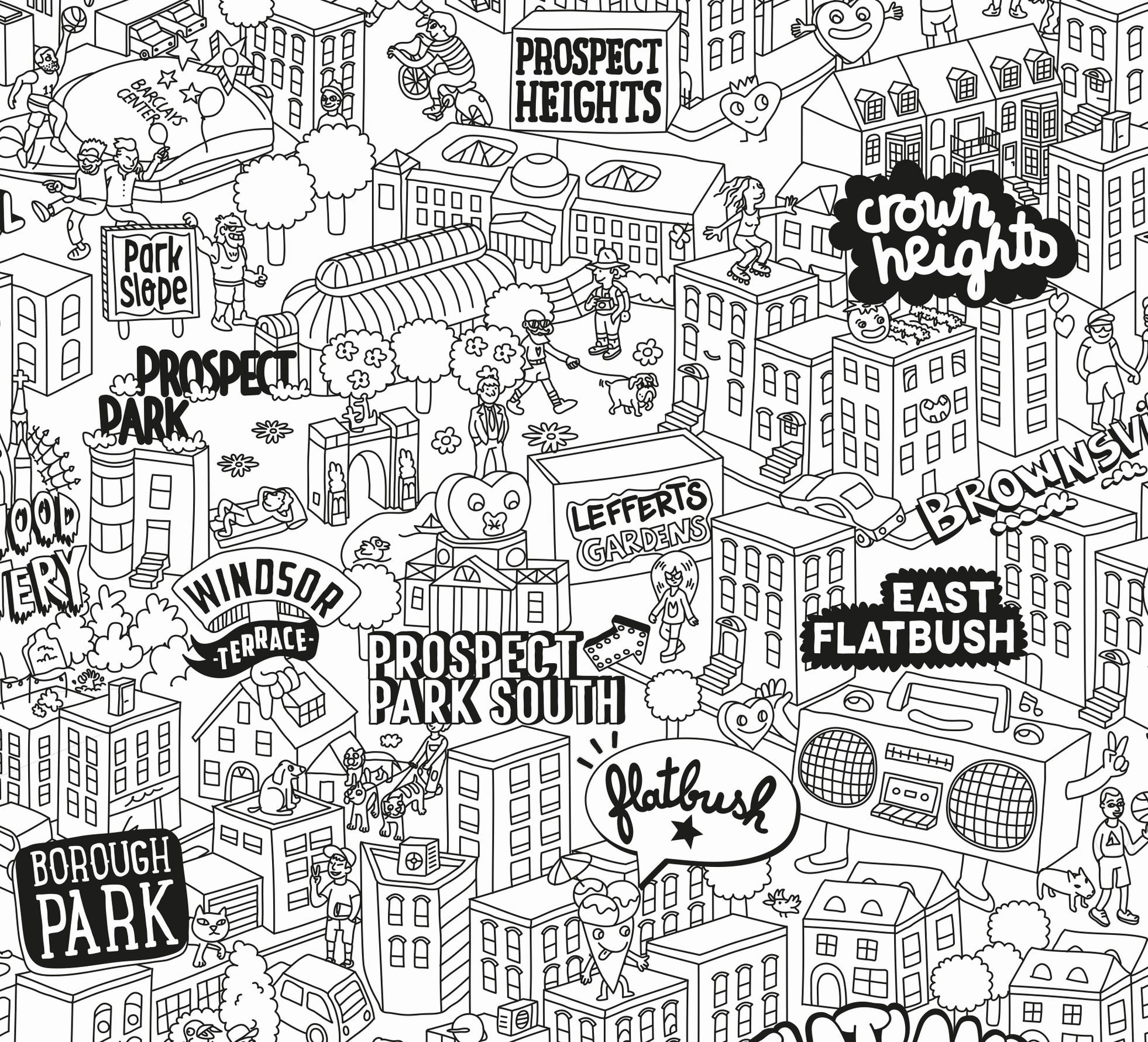 Giant Coloring Poster Folded Brooklyn