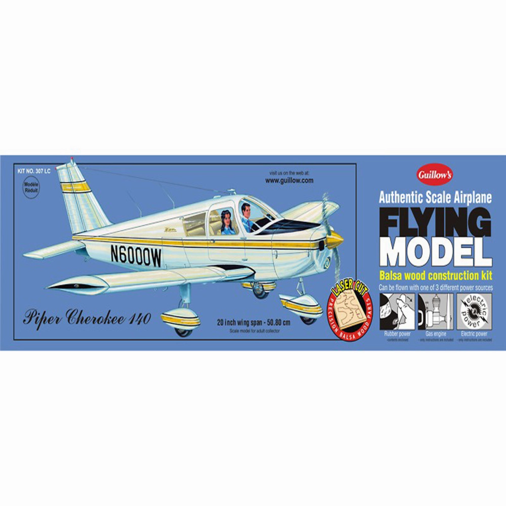Guillow's Piper Cherokee 140 1/20 Scale Laser Cut Model Airplane Kit