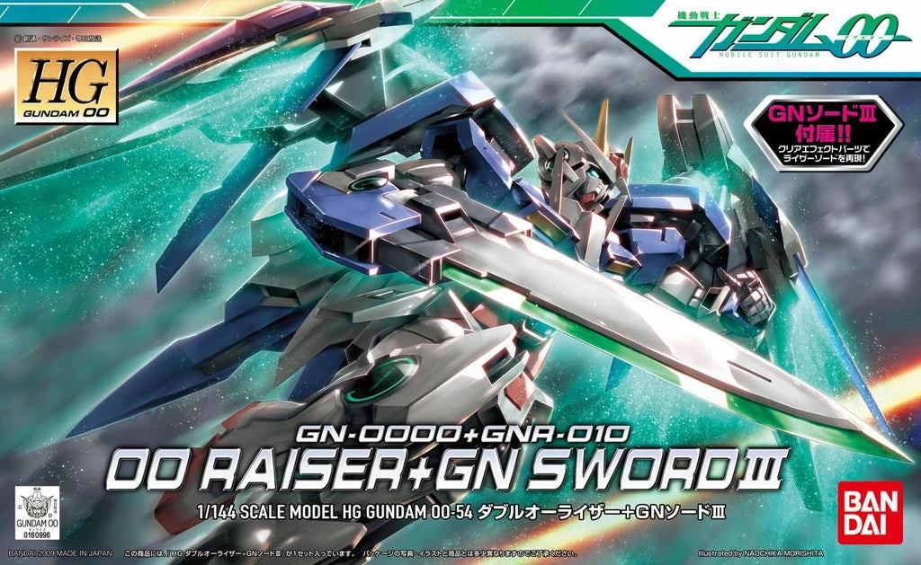Gundam 1/144 HG 00 #54 GN-0000 GNR-010 00 Raiser   GN Sword III Model Kit