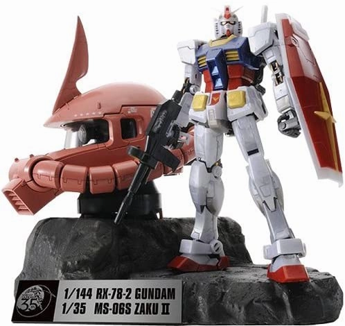 Gundam 1/144 Rx-78-2 Gundam & 1/35 MS-06S Char's Zaku II Head Premium Ver 35th Model Kit Exclusive