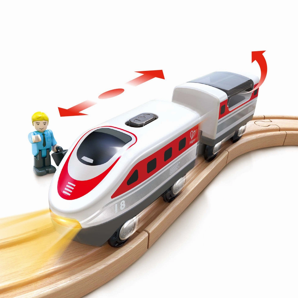 Hape - Intercity Battery Powered Train Set - Red & White Engine with Car