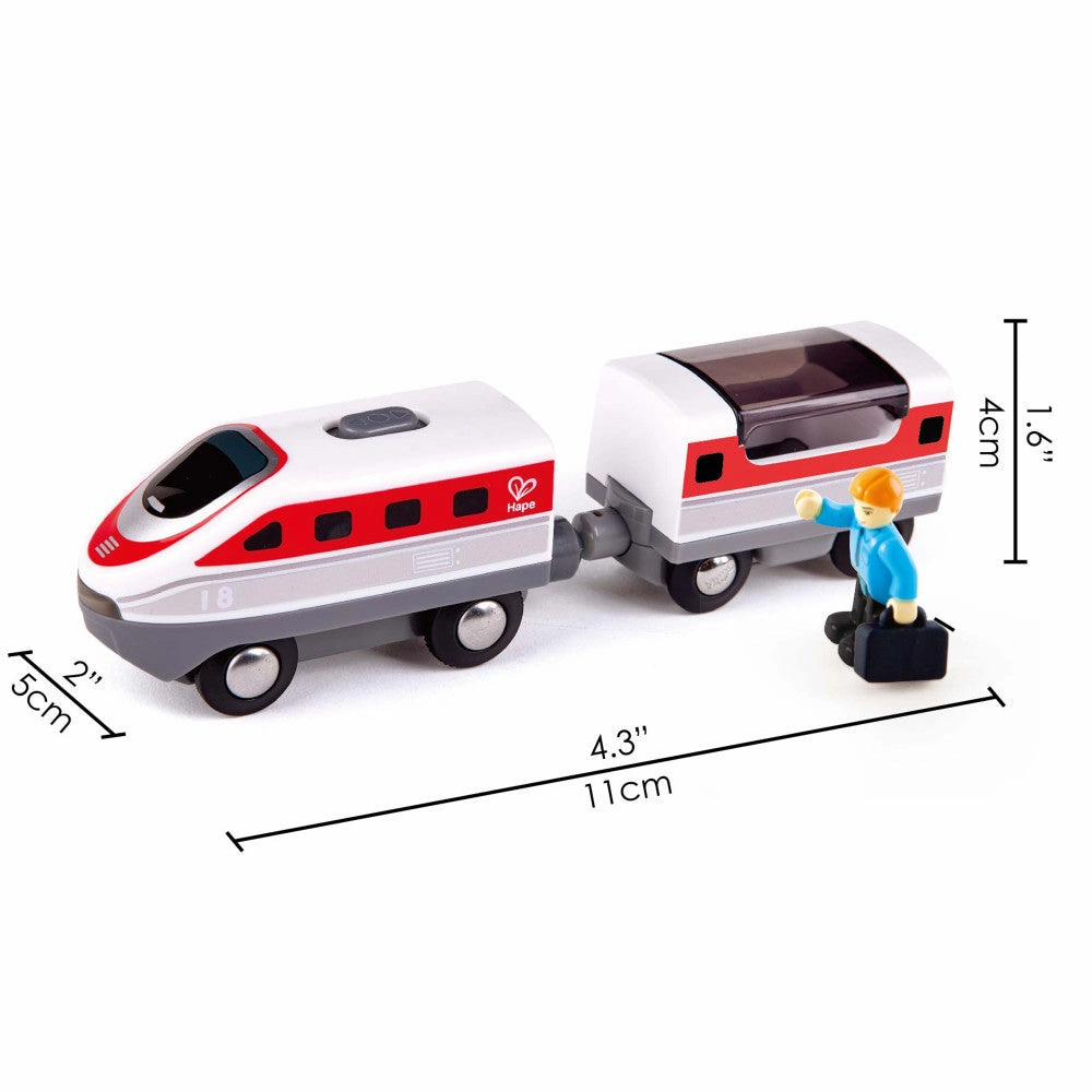 Hape - Intercity Battery Powered Train Set - Red & White Engine with Car