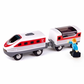Hape - Intercity Battery Powered Train Set - Red & White Engine with Car