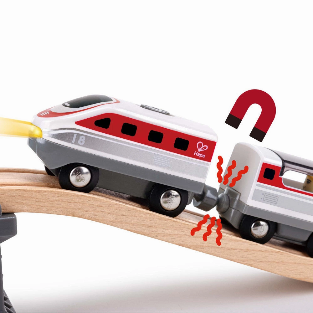Hape - Intercity Battery Powered Train Set - Red & White Engine with Car