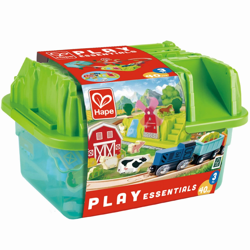 Hape Farmyard Train Bucket Set - Wooden Train and Animal Adventure Playset
