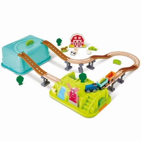 Hape Farmyard Train Bucket Set - Wooden Train and Animal Adventure Playset