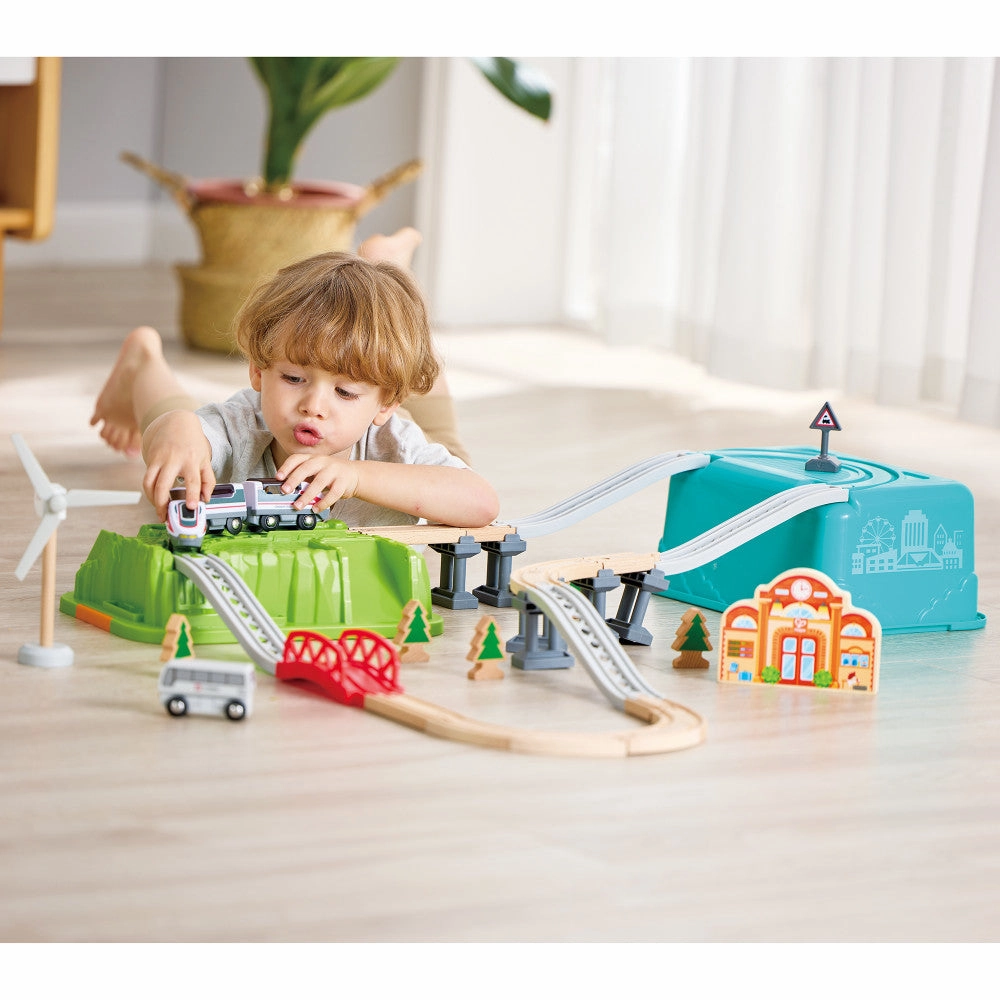 Hape Farmyard Train Bucket Set - Wooden Train and Animal Adventure Playset