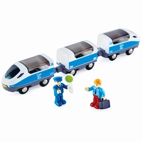 Hape Intercity Train - Blue & White - Wooden Train Set Adventure