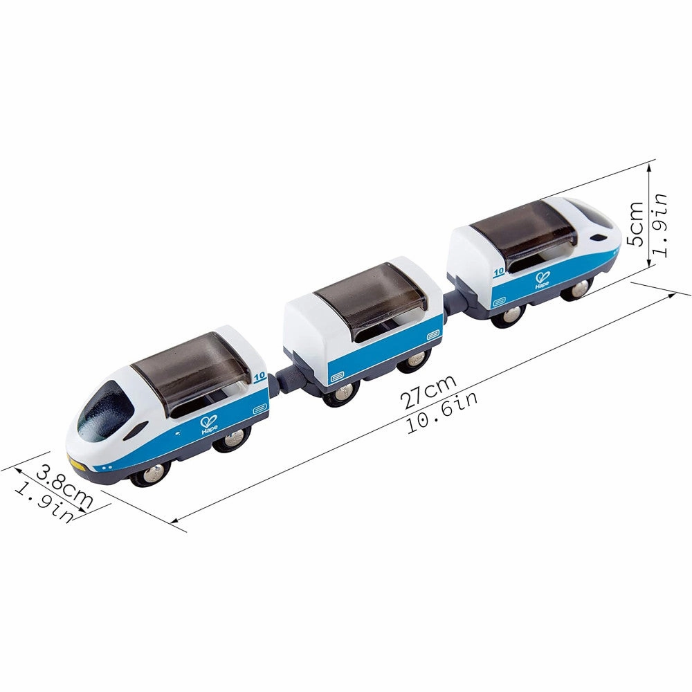 Hape Intercity Train - Blue & White - Wooden Train Set Adventure