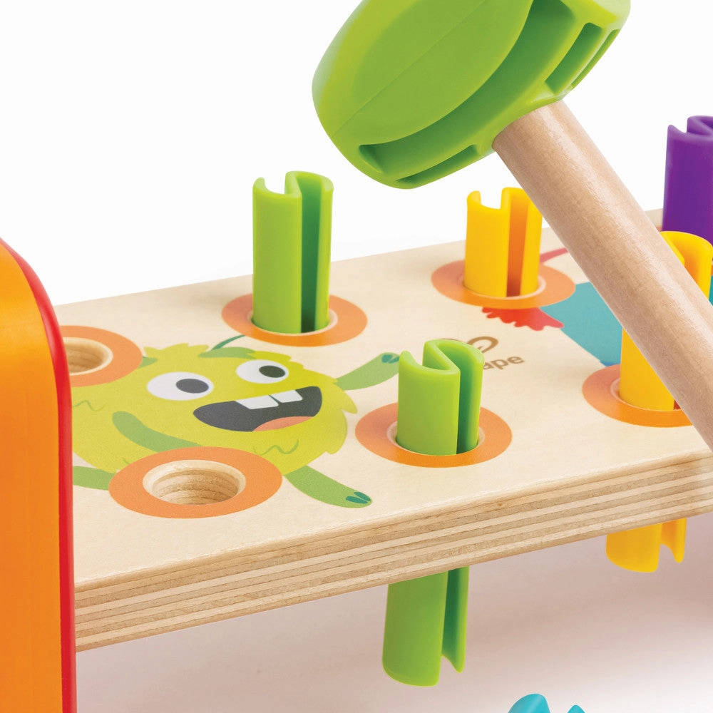 Hape Monster Match 'n' Smash Hammer Bench - Colorful Wooden Toy