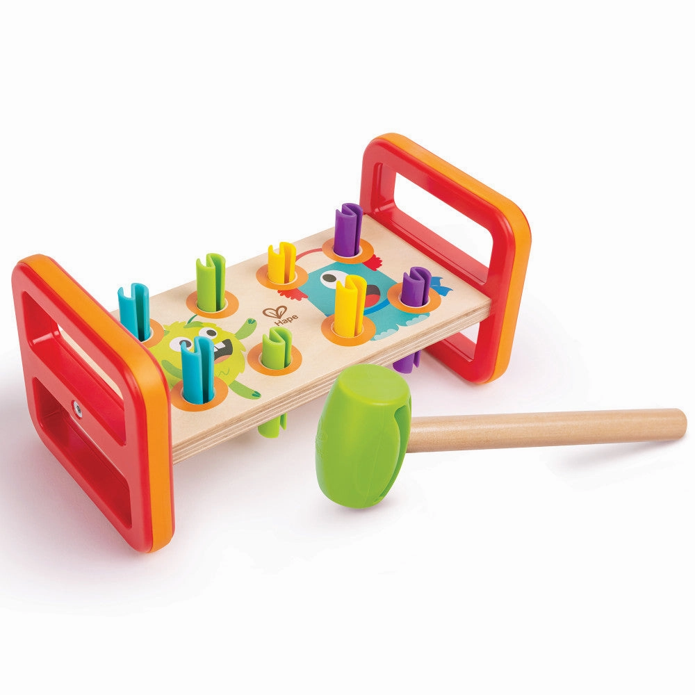 Hape Monster Match 'n' Smash Hammer Bench - Colorful Wooden Toy
