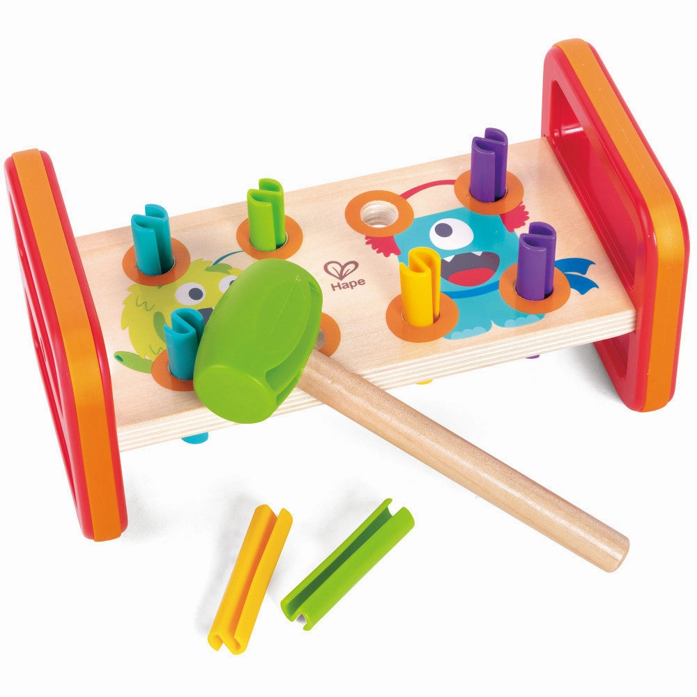 Hape Monster Match 'n' Smash Hammer Bench - Colorful Wooden Toy