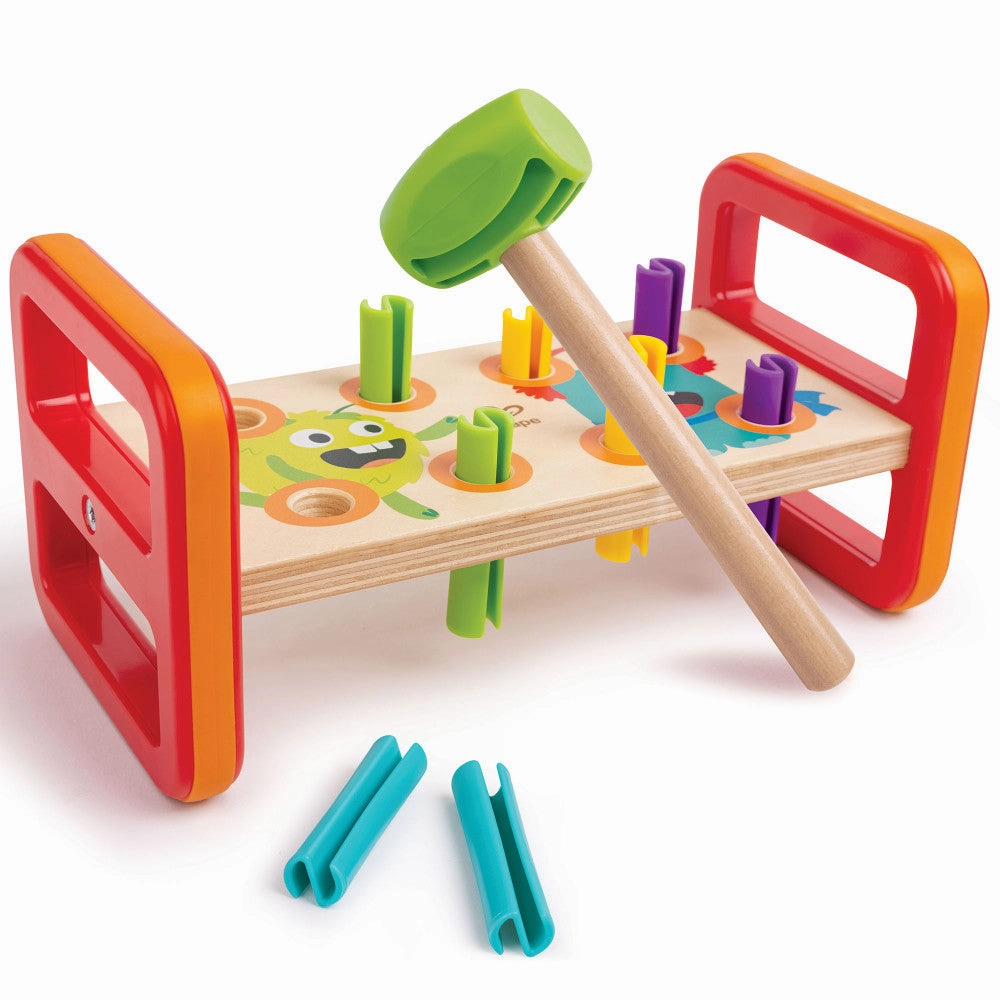 Hape Monster Match 'n' Smash Hammer Bench - Colorful Wooden Toy
