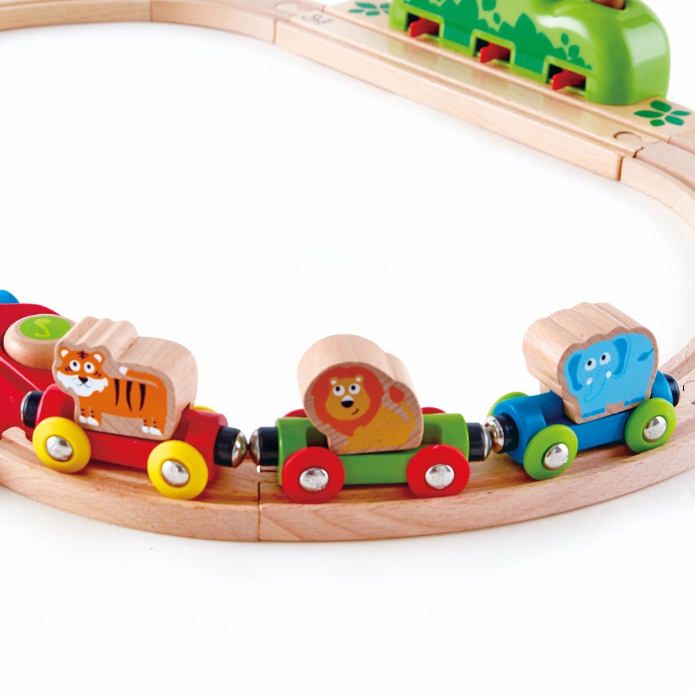 Hape Music & Monkeys Railway 19-Piece Wooden Train Set