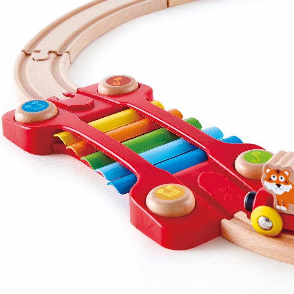 Hape Music & Monkeys Railway 19-Piece Wooden Train Set