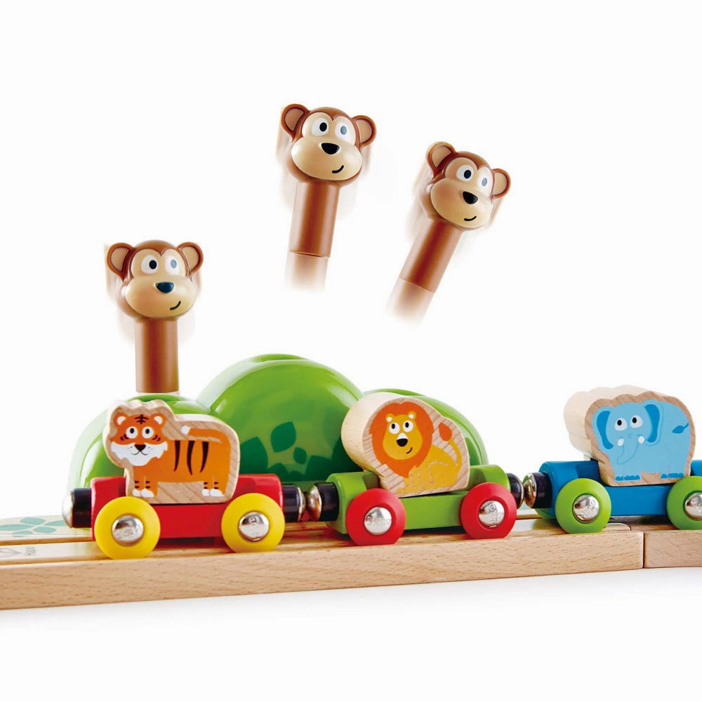 Hape Music & Monkeys Railway 19-Piece Wooden Train Set