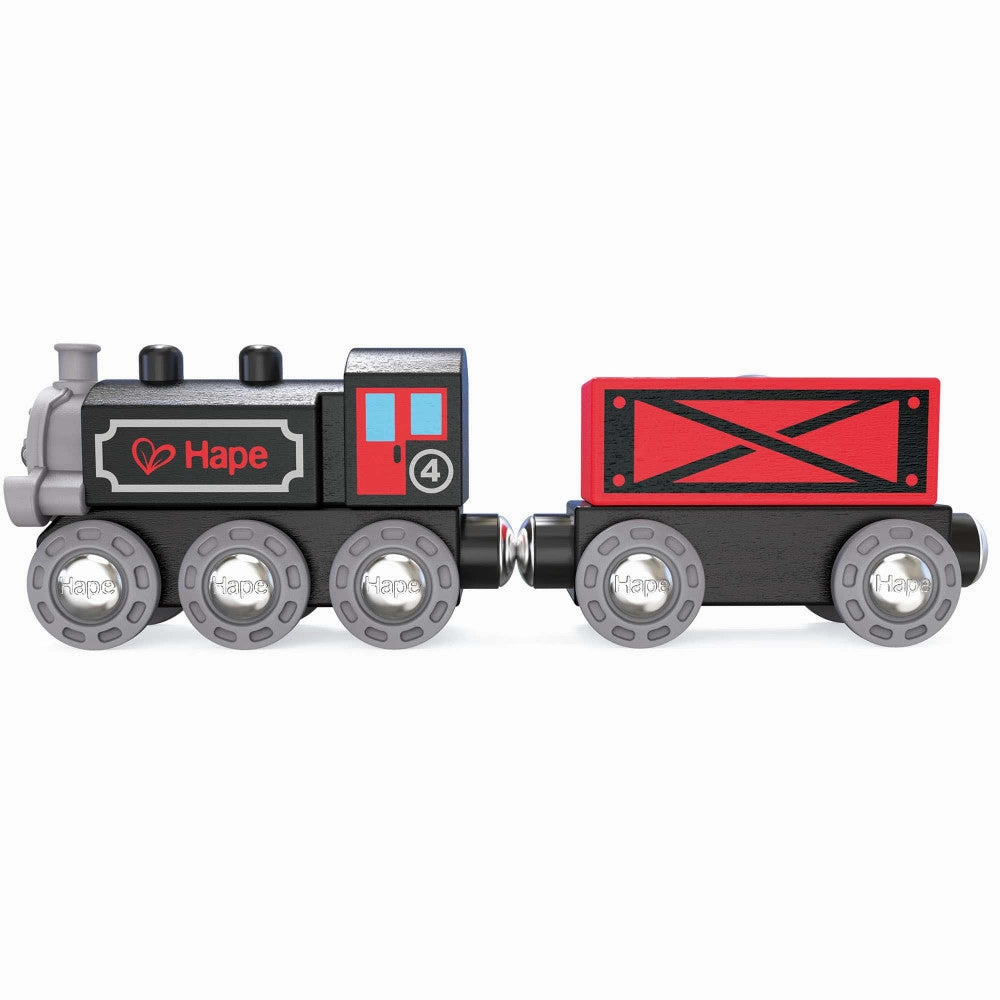 Hape Steam-Era Red & Black 3pc Wooden Freight Train Set