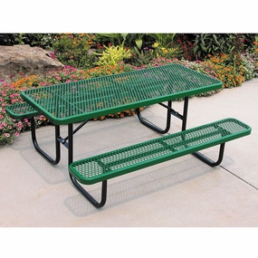 Heavy Duty 8' Rectangular Picnic Table with Diamond-Shaped Pattern