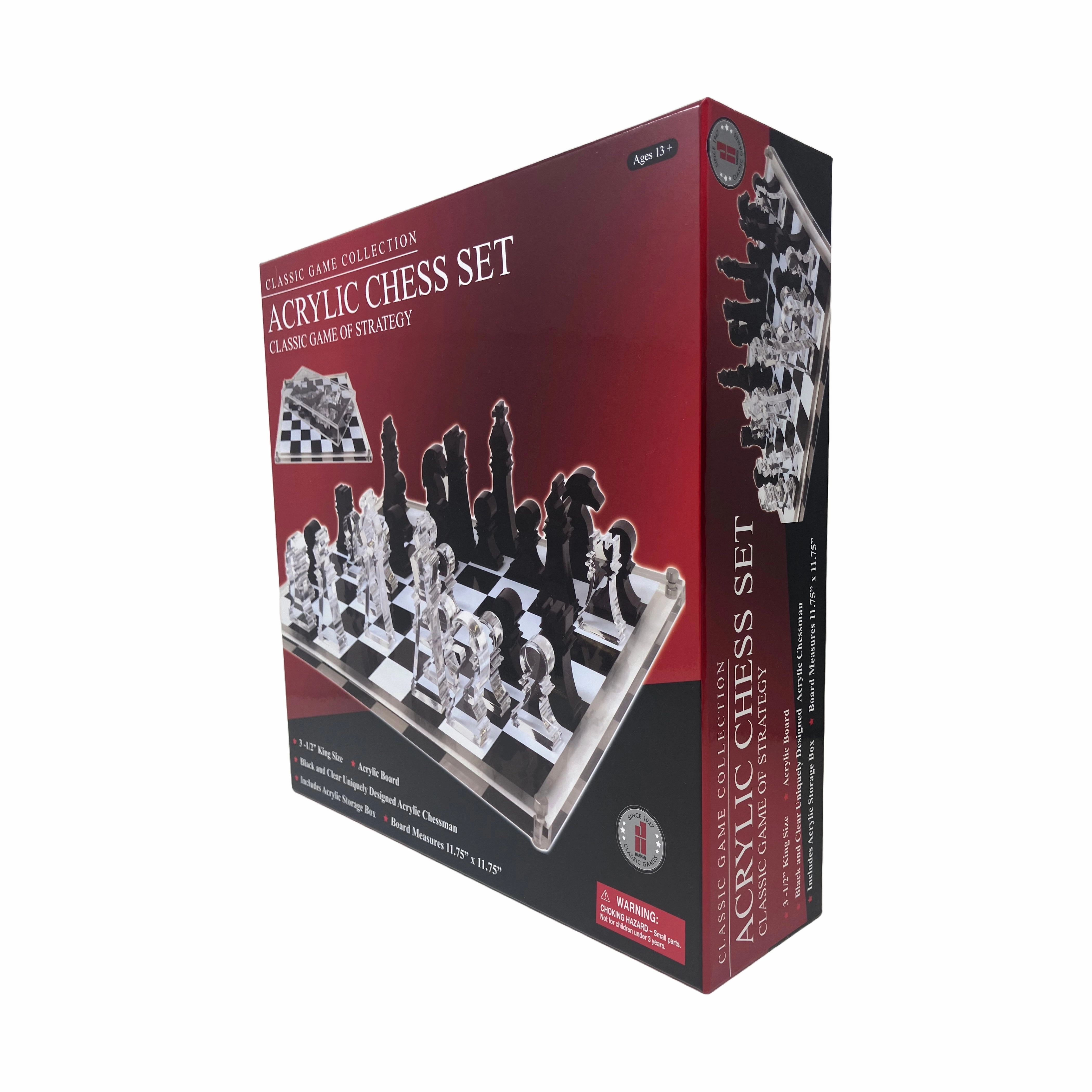 John N. Hansen Co. Classic Acrylic Chess Set - 11.75x11.75 inch Board
