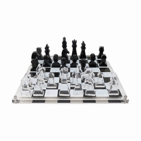 John N. Hansen Co. Classic Acrylic Chess Set - 11.75x11.75 inch Board