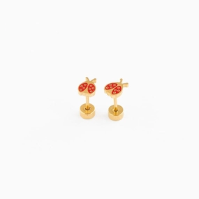 Ladybug  Earrings - 18K Gold Plated, Hypoallergenic