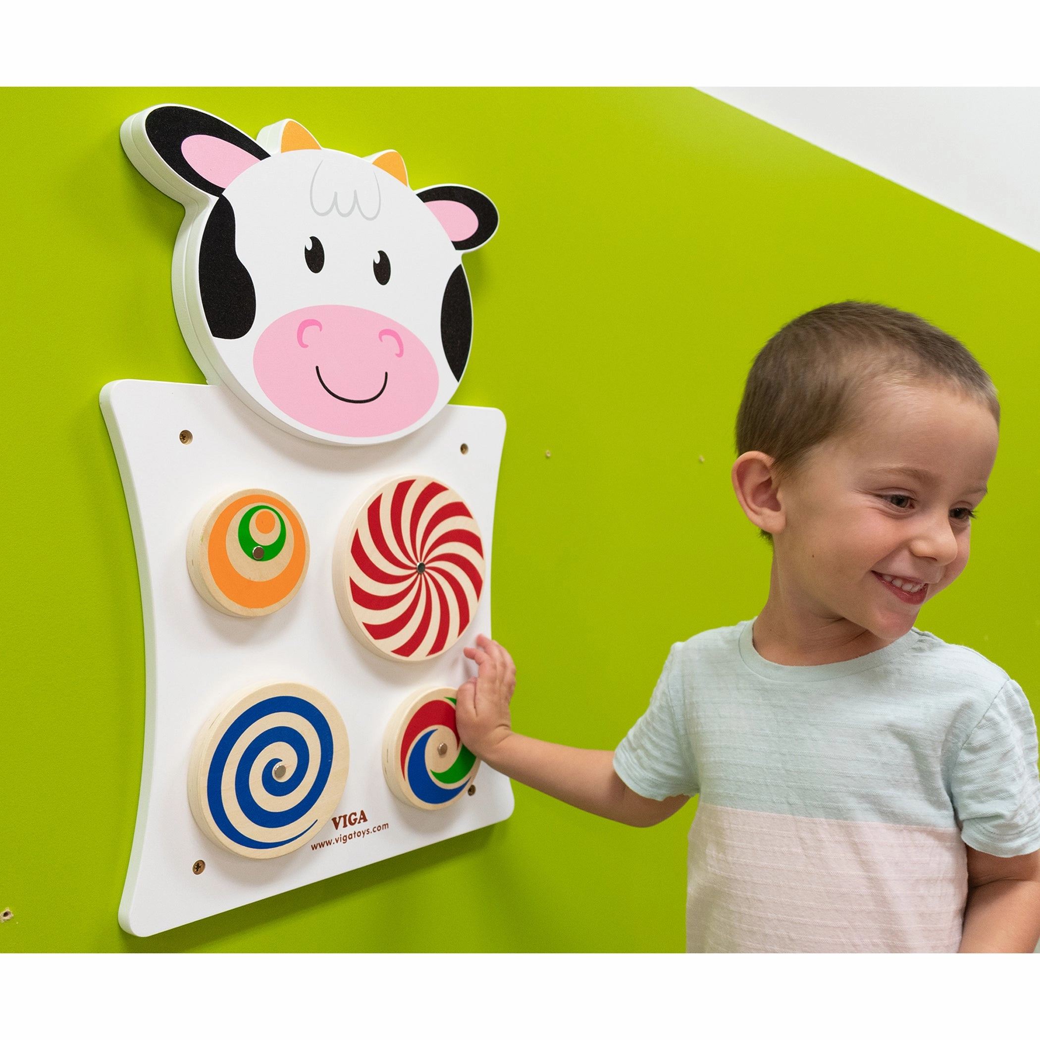 Learning Advantage Cow Activity Wall Panel - Interactive Toddler Play Center - 18m 