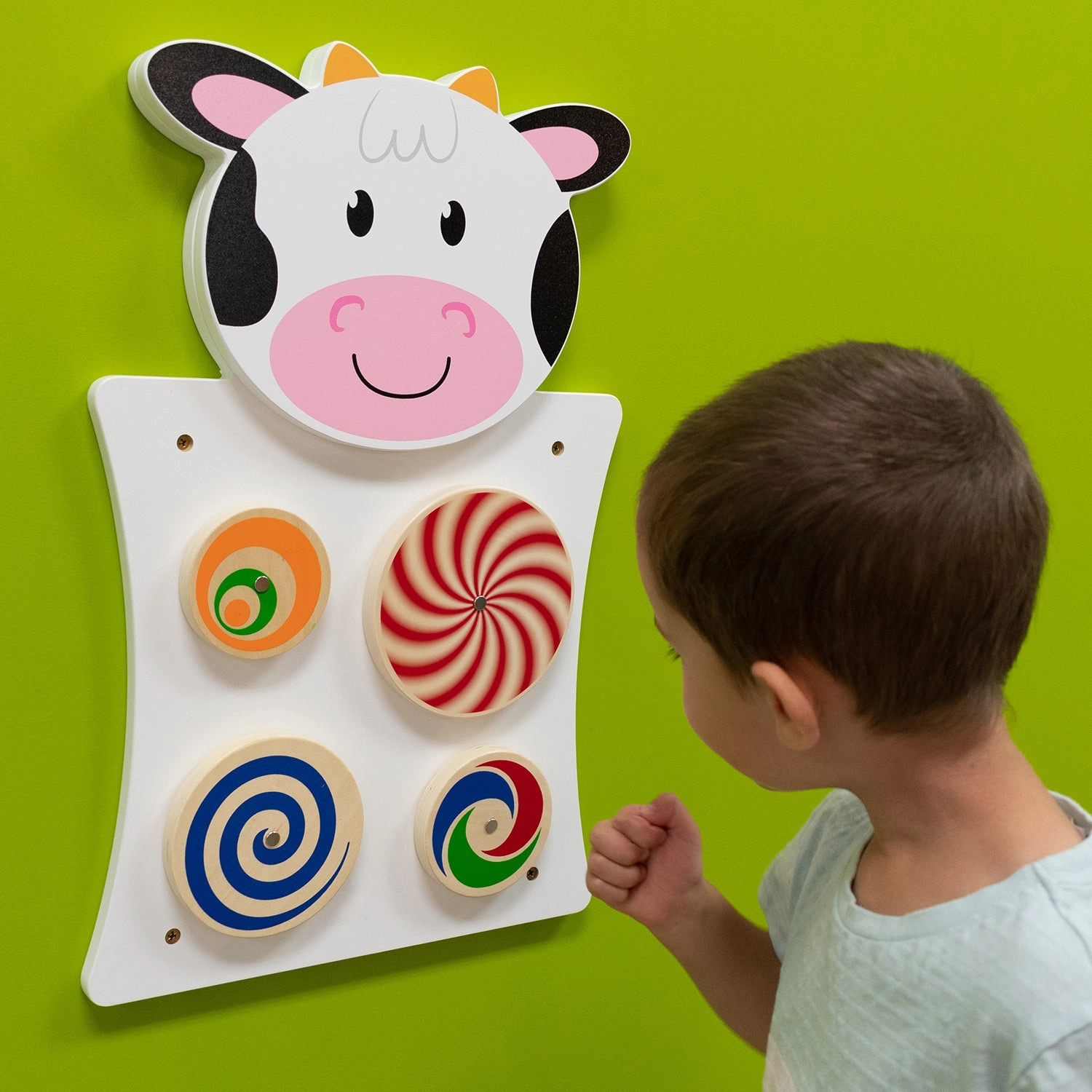 Learning Advantage Cow Activity Wall Panel - Interactive Toddler Play Center - 18m 