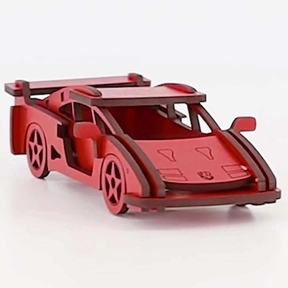 Little & Wood: Medium Red Sports Car 3D Wooden Puzzle Kit