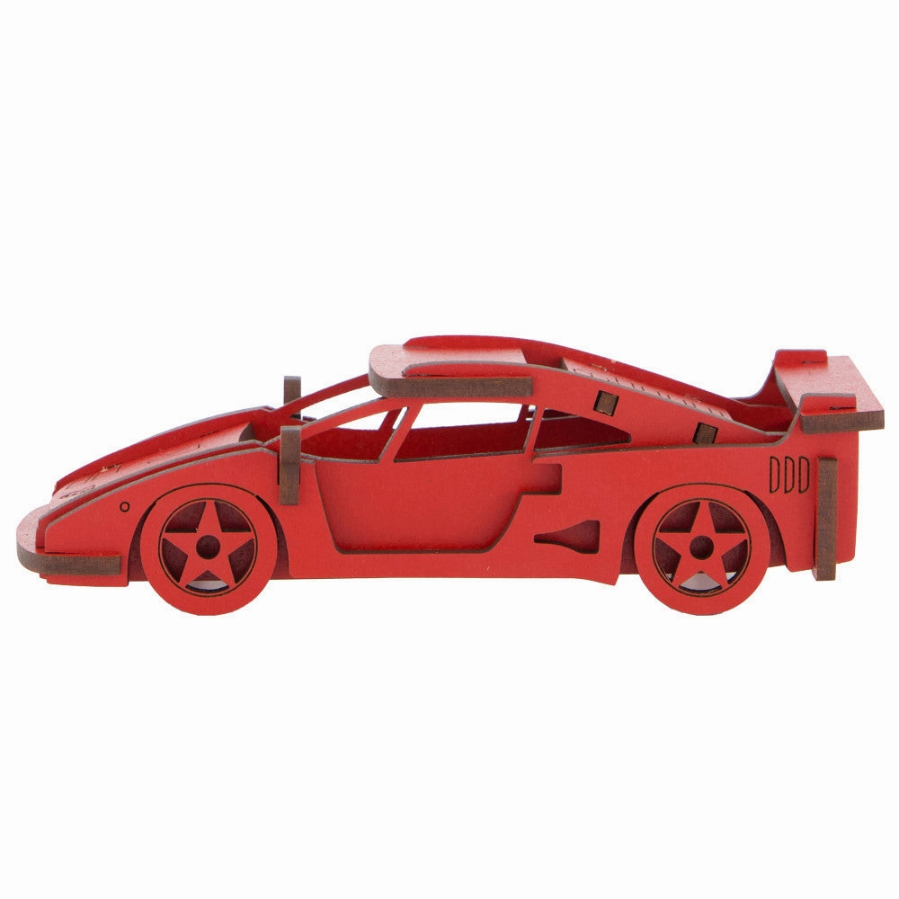 Little & Wood: Medium Red Sports Car 3D Wooden Puzzle Kit