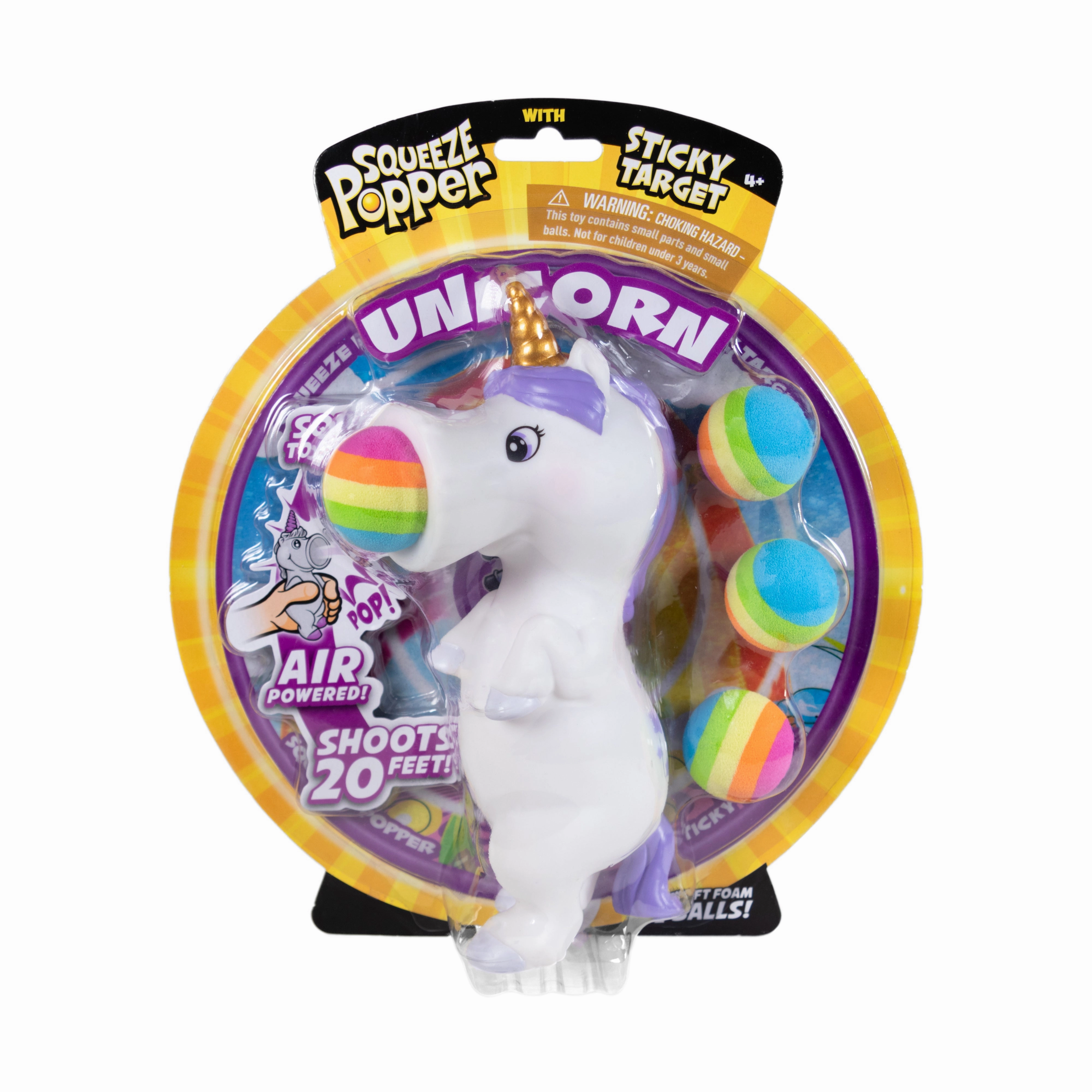 Magical White Unicorn Squeeze Popper with Sticky Target