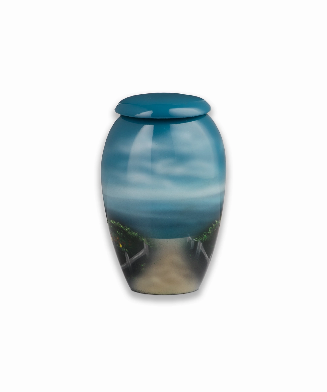 Metal Urn with a Path to the Beach Scene
