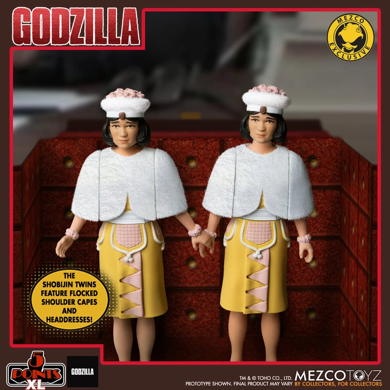 Mezco Toyz Mothra Vs. Godzilla (1964) 5 Points XL Mothra and Shobijin Twins Boxed Set Action Figure